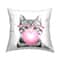 Stupell Industries Tabby Cat Bubble Gum Pink Glasses Pet Throw Pillow, 18" x 18"